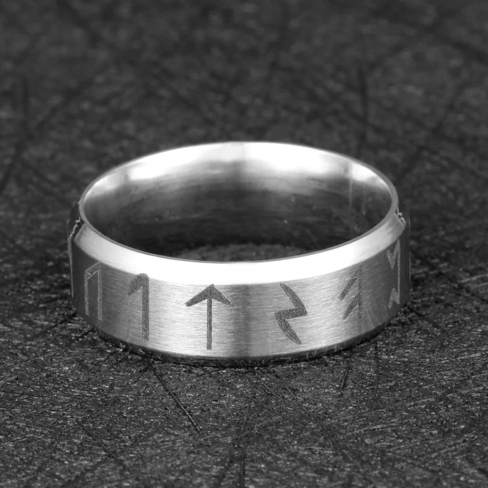 Edelstahl Herren Wikinger Runenring mit Elder Futhark Nordische Runenringe Mythologie Wikinger Schmuck Ringe Für Frauen Dropshippin