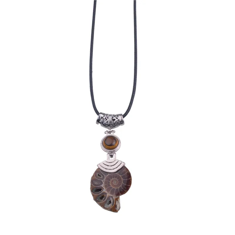 Natural Ammonite  necklaces & pendants with  Lapis Lazuli  Beads Stone Jewelrcollier christmas gifts