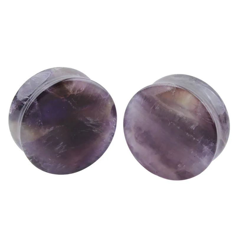 1 Pair Natural Stone Ear Plug Purple Amethysts Rose Quartzs Flared Earring Gauge Piercing for Women Men Body Jewelry 5-25mm