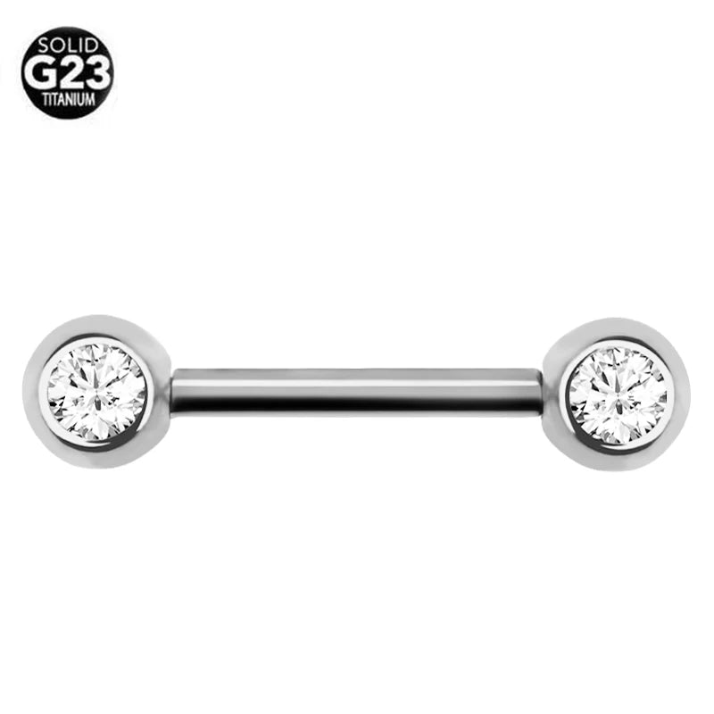 G23 Titanium Double Ball Body Piercing jewelry Straight Barbell For Tongue Lip Ear Earring Nipple Bar Ring Barbell Body 5 Color