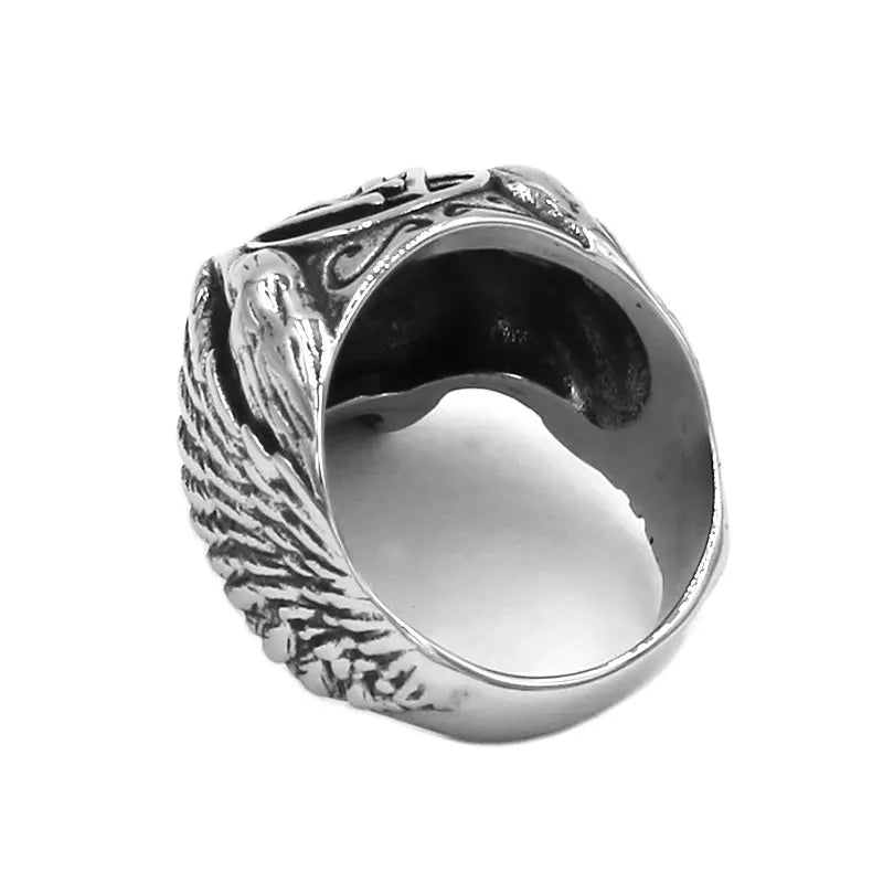 Viking Odin Ravens Skull Ring Stainless Steel Jewelry Norse Viking Valknut Amulet Eagle Wings Biker Men Ring Wholesale SWR0935A