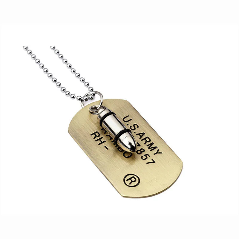 Collier avec pendentif en acier inoxydable pour homme, style armée américaine, style rappeur, étiquette de chien, collier hip-hop, livraison directe