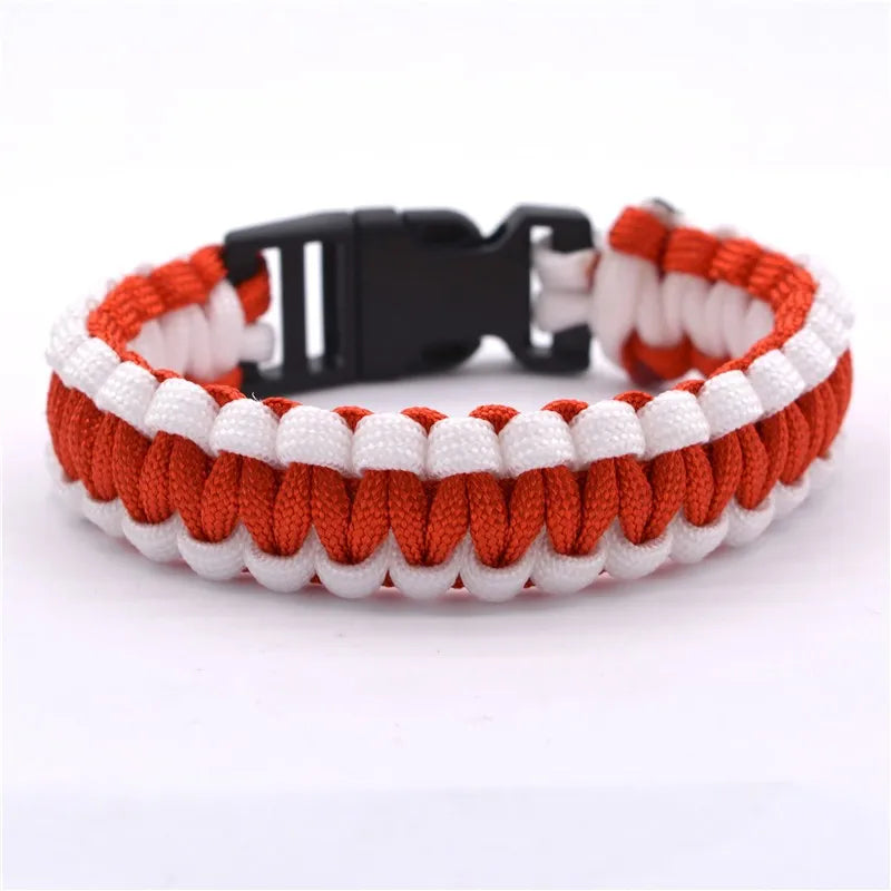 Outdoor Travel Camping Thin Army green Braided Cobra Weave Plastic Buckle Paracord Survival Bracelet