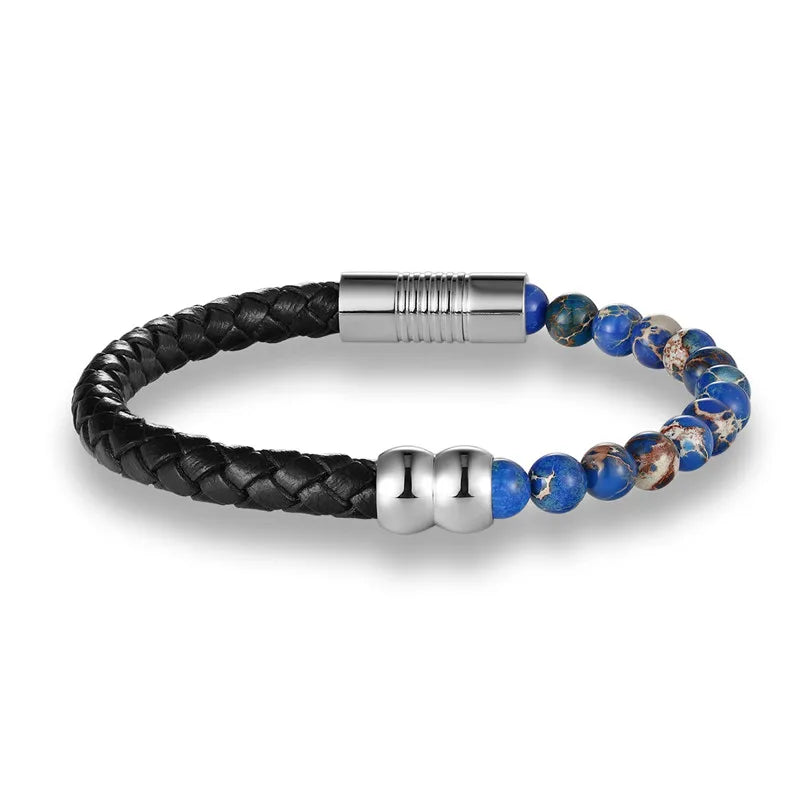 MKENDN Trendy Natural Beads Strand With Leather Bracelet Lava Rock Stone Bracelet Men For Women Best Gift Pulsera Buddha Jewelry