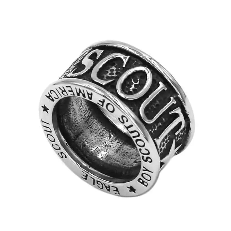 Wholesale Eagle Scout Ring Stainless Steel Jewelrys Classic Boy Scouts of America Biker Ring Military Mens Ring SWR00915A