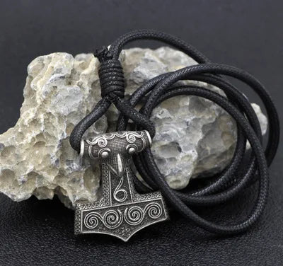 Leather Adjustable Viking Odin Raven Thors Mjolnir Hammer Viking Amulet Hammer Scandinavian Norse Bracelet for Men Jewelry