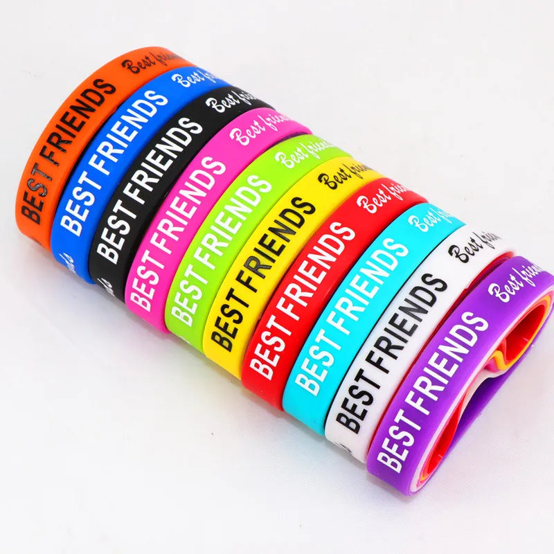 Pack of 100pcs Multicolor Elasticity Jesus Cross Skull Peace Butterfly Etc Style Wrist Cuff Silicone Bracelets For Man Women