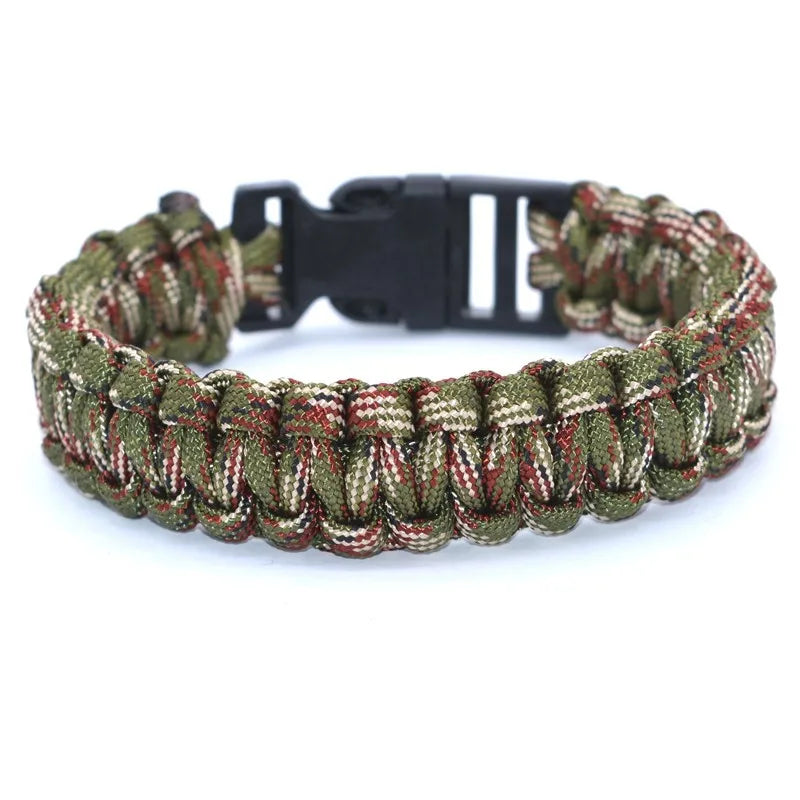 Outdoor Travel Camping Thin Army green Braided Cobra Weave Plastic Buckle Paracord Survival Bracelet