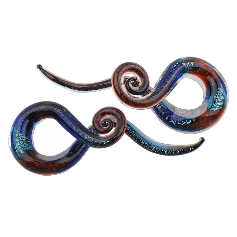 Pair Glass Ear Spiral Taper Ear Weight Hanger Glass Twist Earring Gauges Stretching Expander Piercing Body Jewelry 5mm-12mm