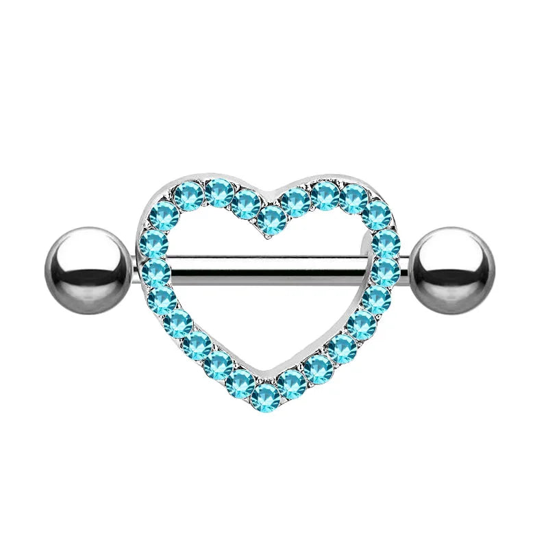 Colorful 1 Pair Sexy Body Piercing Navel Belly Button Ring Heart 316L Stainless Steel Dangle Nipple Piercing Punk Body Jewelry