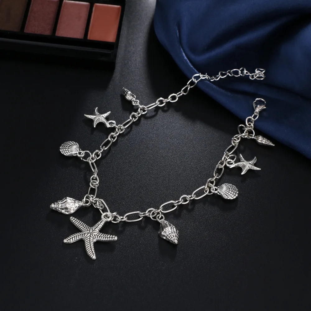 Vintage Anklets for Women Starfish Pendant Anklet Summer Beach Foot Ankle Bohemian Anklet Bracelet On Leg Jewelry 2023