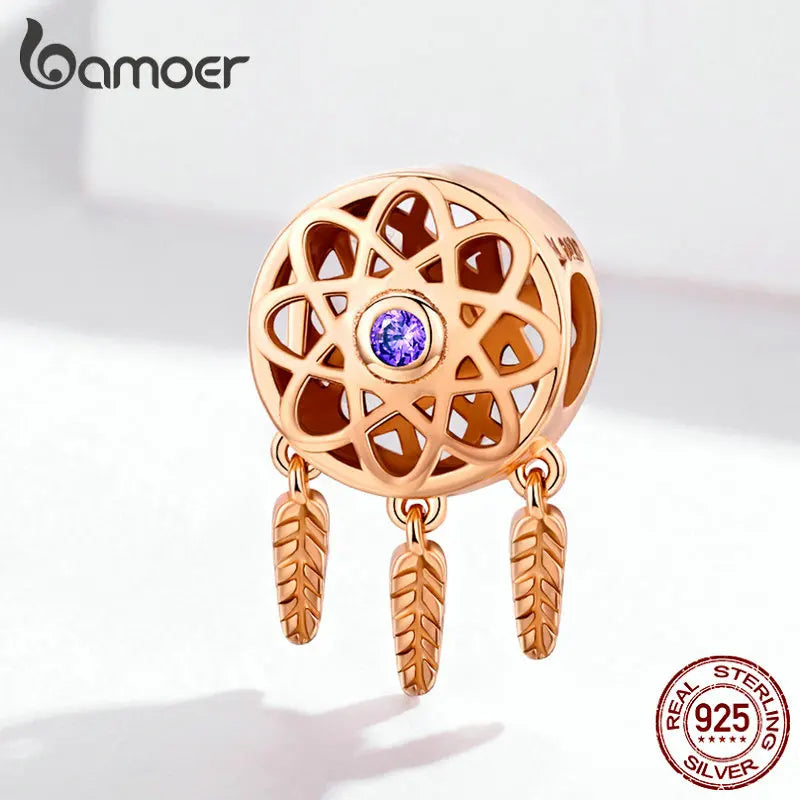 Genuine 925 Sterling Silver Beautiful Dream Catcher Holder Beads fit Charm Bracelet Necklace DIY Jewelry Christmas SCC330 - Madeinsea©