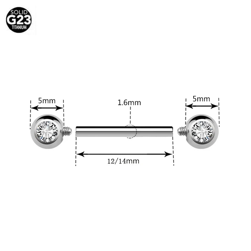 G23 Titanium Double Ball Body Piercing jewelry Straight Barbell For Tongue Lip Ear Earring Nipple Bar Ring Barbell Body 5 Color