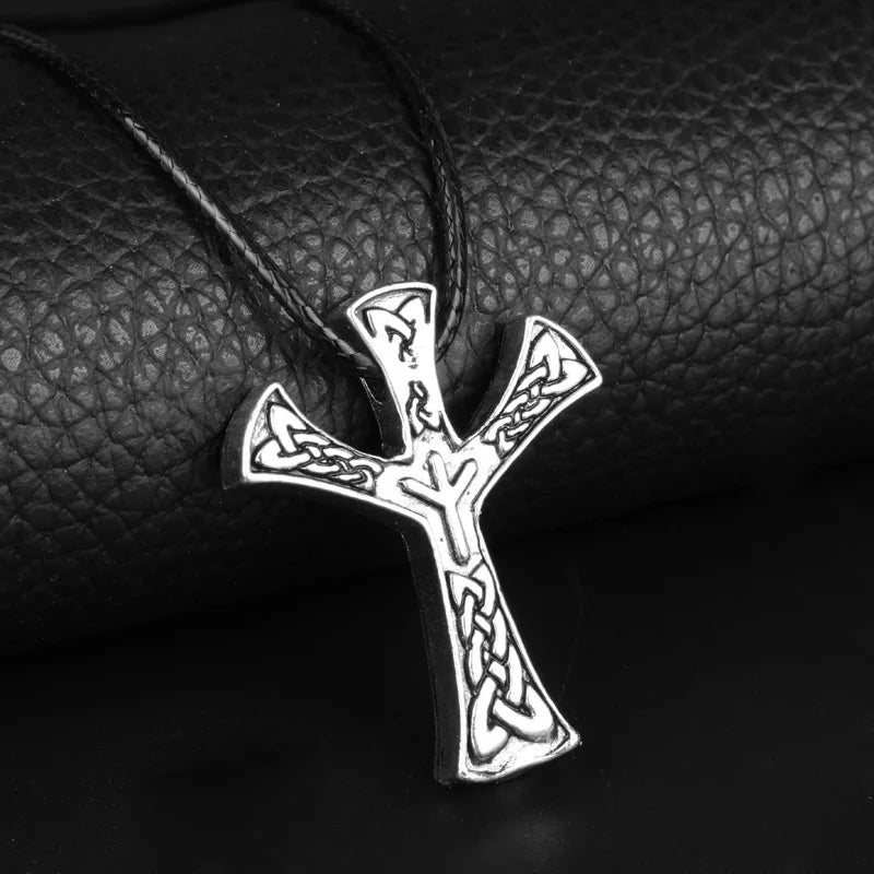 Norse Viking Branches Runes Pendan Algiz Celt Knot Rune Jewelry Amulet Talisman Pendant Necklace Men