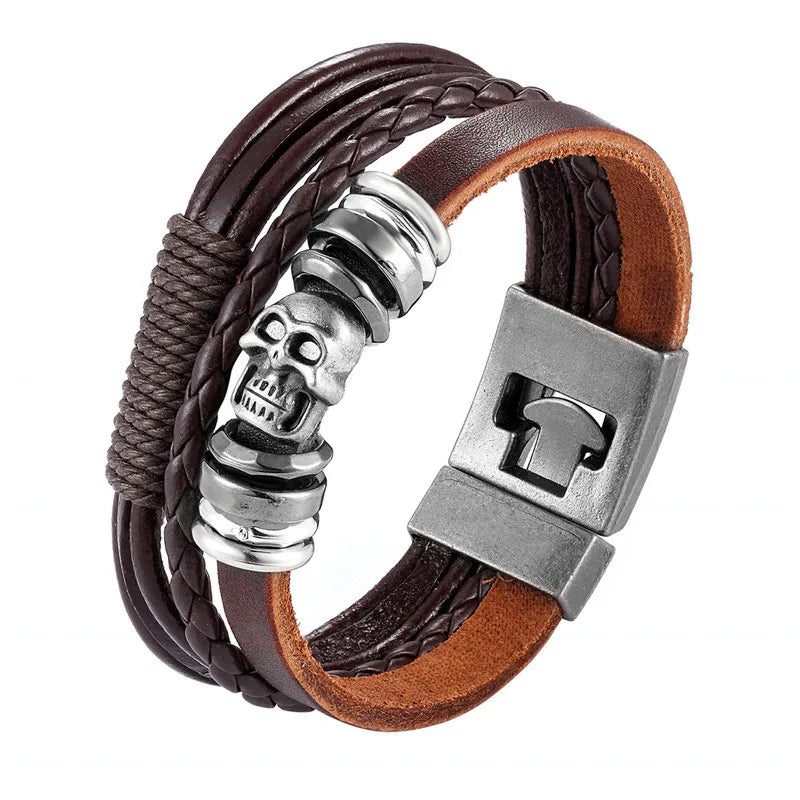 2023 Newest Design Fashion Multi-layer Leather Bracelet Men Vintage Punk Anchor Bracelets Women Nautical Jewelry Preferred Gift