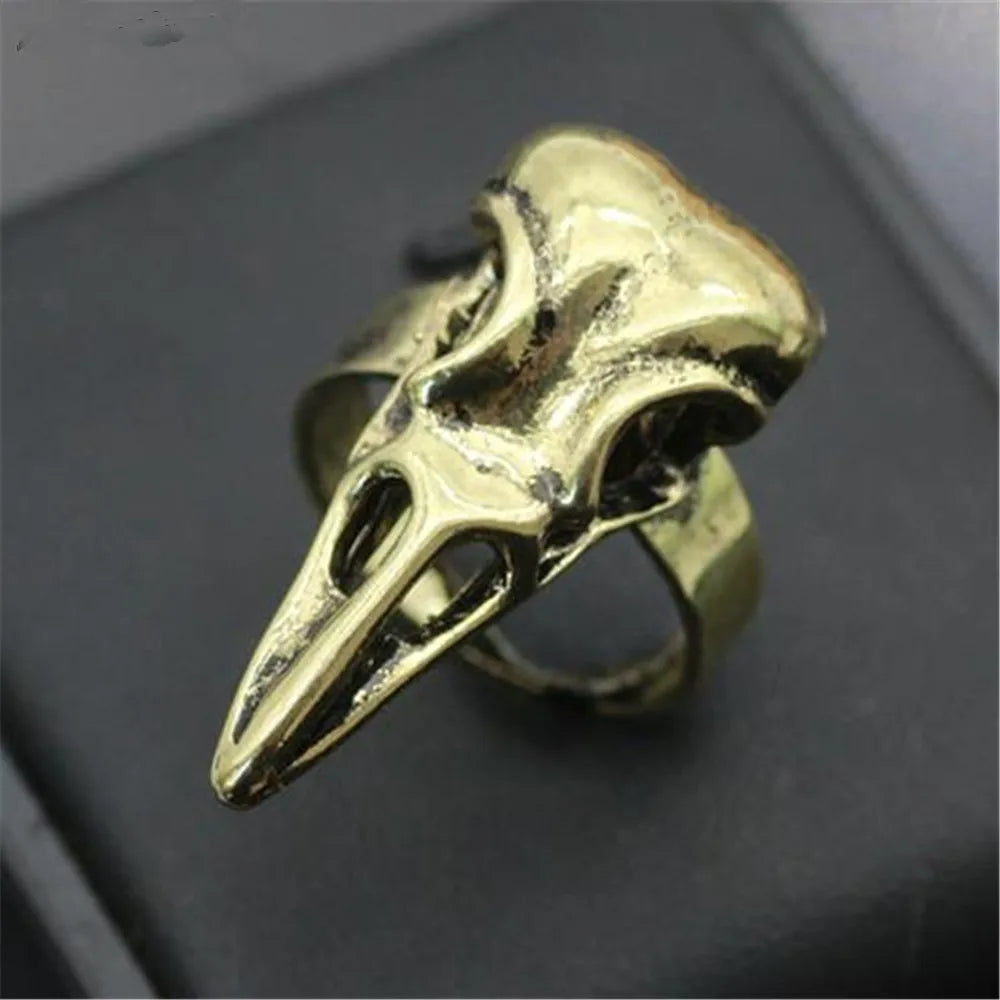 Wikinger Odin Rabenschädel Ring Skelett Gothic Nordischer Vogel Punk Rock Tierschädel Ring Wicca Pagan Talisman Krähe Adler Herrenringe