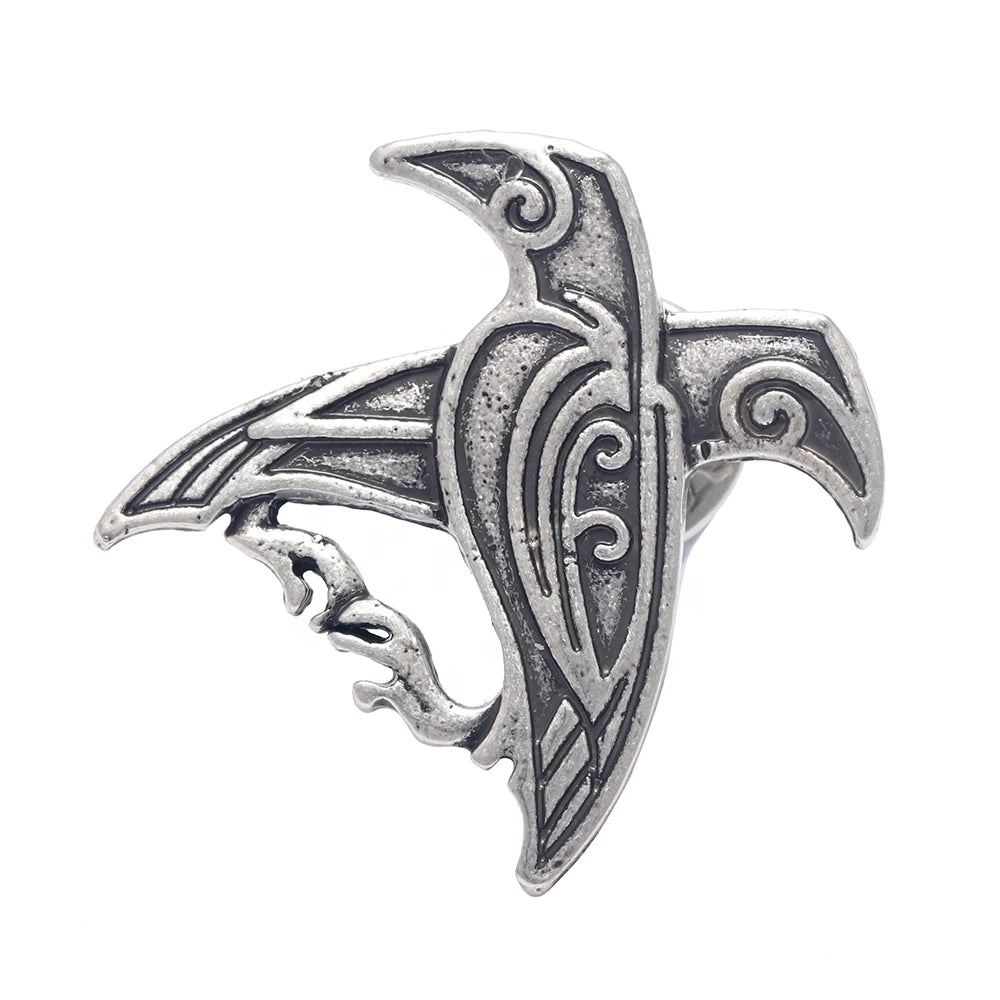 Norse Viking Odin's Ravens Pendant Brooch Pin Viking Nordic Talisman Lucky Jewelry