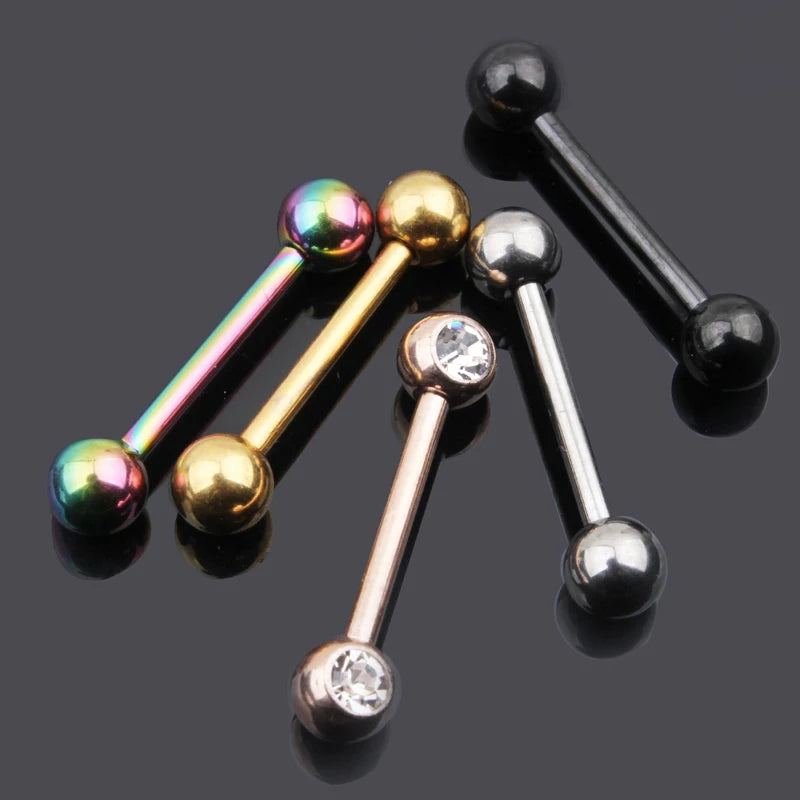 G23 Titanium Double Ball Body Piercing jewelry Straight Barbell For Tongue Lip Ear Earring Nipple Bar Ring Barbell Body 5 Color