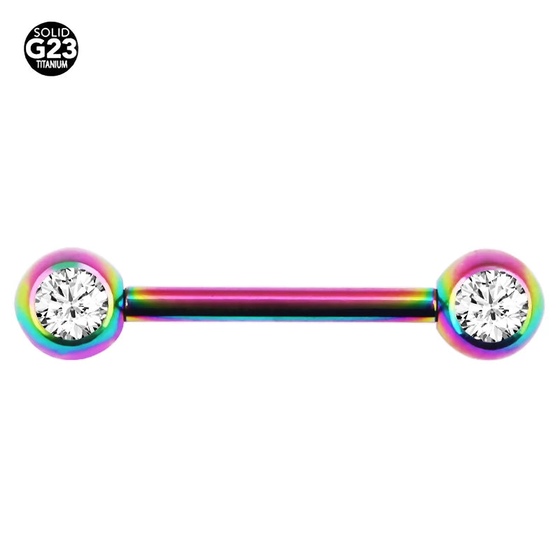 G23 Titanium Double Ball Body Piercing jewelry Straight Barbell For Tongue Lip Ear Earring Nipple Bar Ring Barbell Body 5 Color