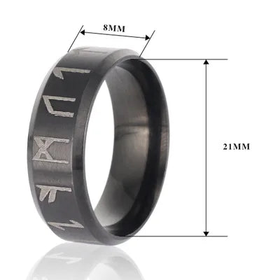 Edelstahl Herren Wikinger Runenring mit Elder Futhark Nordische Runenringe Mythologie Wikinger Schmuck Ringe Für Frauen Dropshippin