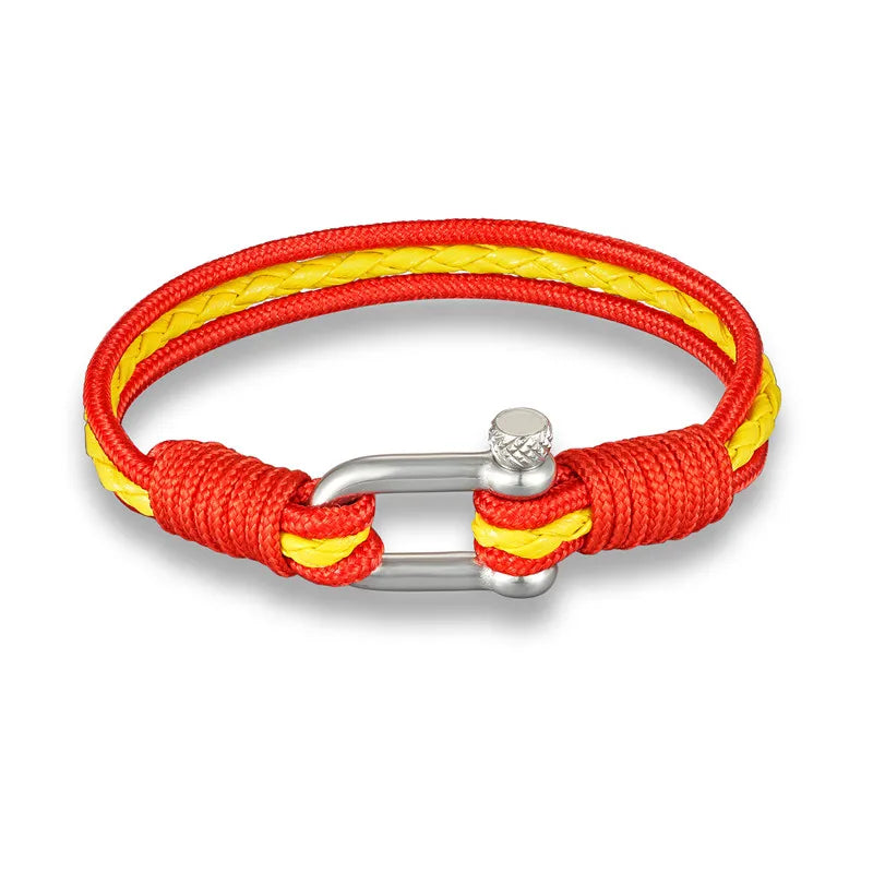 MKENDN 8 Styles Yellow Red Multilayer Rope Leather Bracelet Magnet Bracelets 550Paracord Survival Bracelets Pulseras