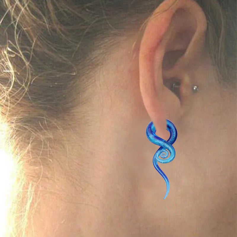 1 pair Blue Pyrex Glass Ear Spiral Taper Gauge Ear Plug Expander Stretcher Flesh Tunnel Piercing Body Jewelry 5-12mm