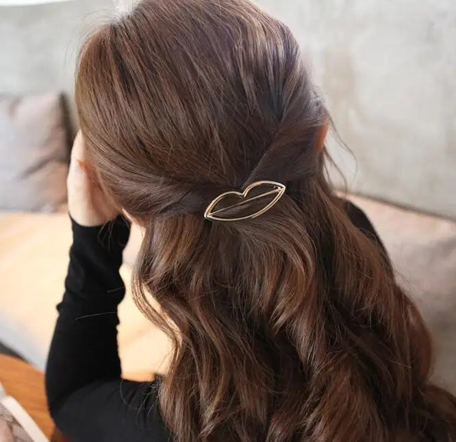 Fashion Metal Leaf Hair Clip Barrettes Hairpin Barrette Hair Claws Women Girls Trend Charm Moon Round Triangle