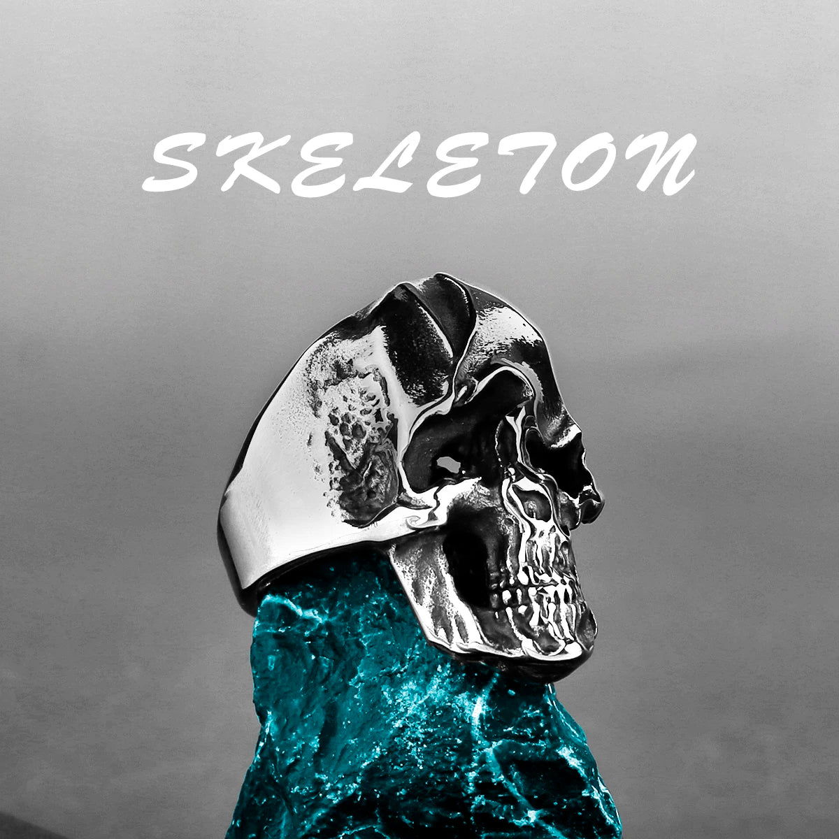 Skeleton Punk Men's Ring Rock Motorcycle Stainless Steel Ring Titanium Steel Casting Creative Gift Wholesale