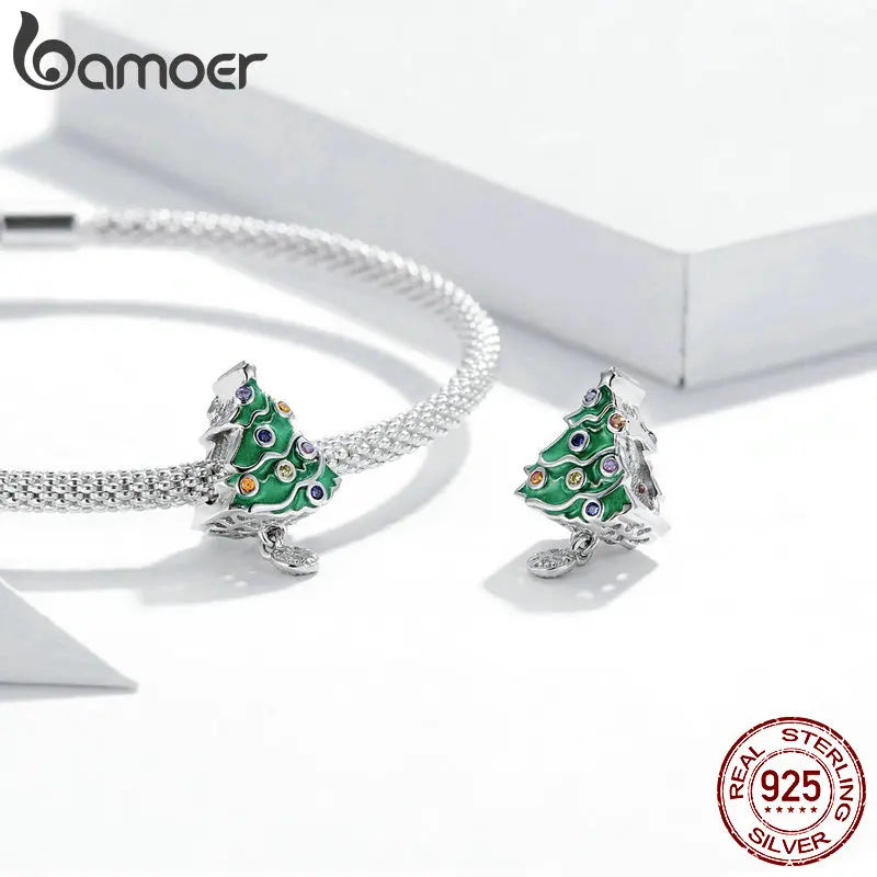 Christmas Tree for Women Jewelry Making 925 Sterling Silver Charm fit Silver women DIY Metal Beads Bracelet BSC374 - Madeinsea©