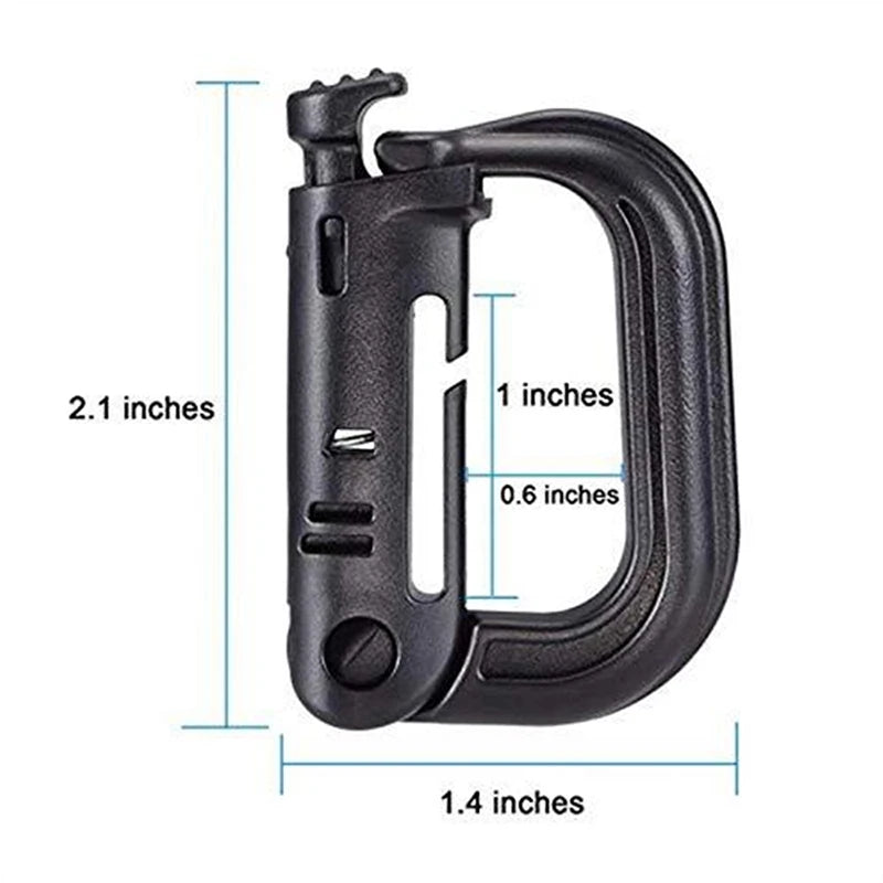 5Pcs/lot Grimloc Molle Carabiner D Locking Ring Plastic Buckle Outdoor Bag Molle Tactical Backpack Carabiner Keyring ABS Snap