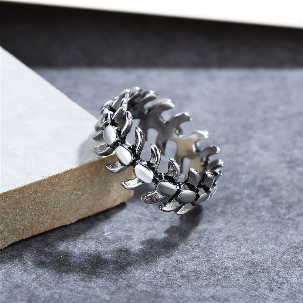 Retro Simple Fish Bone Ring For Men Women Fashion Popular Creative Biker Ring Punk Hip Hop Party Jewelry Gift Wholesale