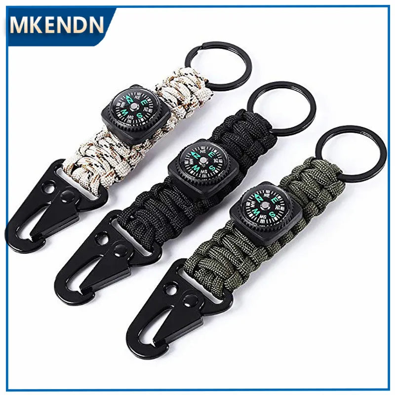 Men Women Umbrella Rope Compass Climb Keychain Tactical Survival Tool Carabiner Hook Cord Backpack Buckle Outdoor Style