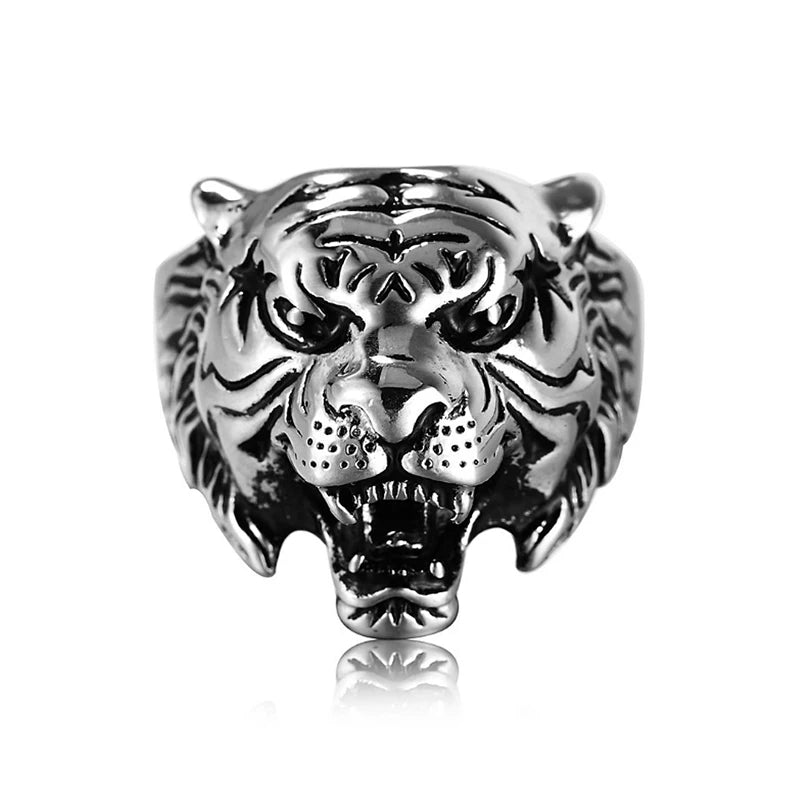 Detailed Gold/Silver Color Tiger Rings Men Stainless Steel Animal Biker Ring Cool Male Gothic Punk Jewelry Gift Dropshipping