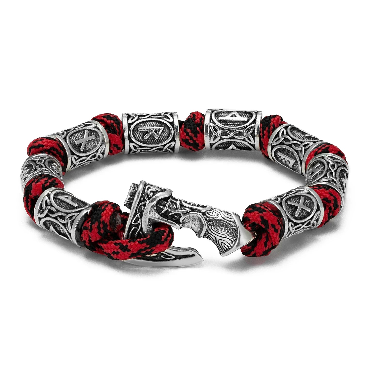 Norse Vikings Axes Wrap Bracelets Men Mjolnir Hammer Camping Paracord Survival Rope Wristband Amulet Handmade Male Jewelry Gifts