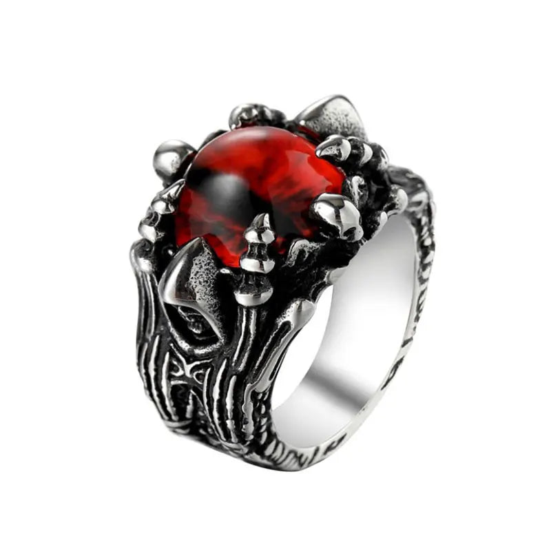 Yellow Red Eye Wizard Ring Stainless Steel Jewelry Fashion Grim Reaper Ghost Skull Claw Biker Mens Boys Ring SWR0984A