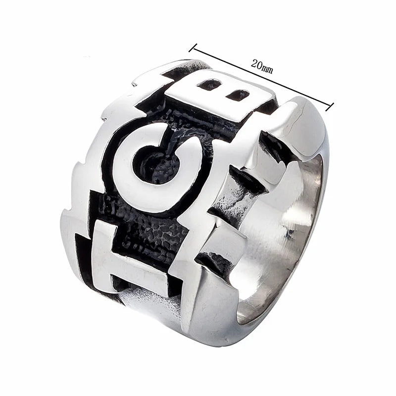 Mens Heavy Metal TCB Ring Stainless Steel Biker Ring Cool Take Care of Business Ring Fashion Male Punk Jewelry Party Best Gift