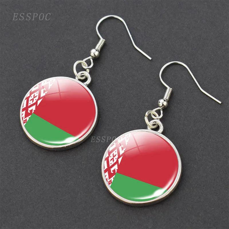 National Flag Pattern Dangle Earrings Israel Russia United States France Italy Germany Spain Flag Women Hook Earring Jewelry