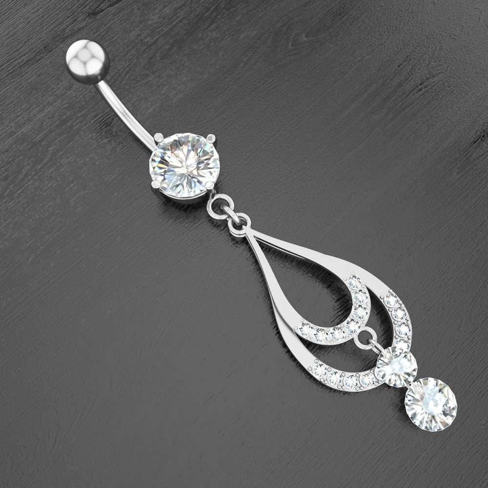 Piercing de nombril pendant couleur or rose, anneaux de nombril en acier 14 g, piercing de nombril en cristal CZ opale, bijoux Ombligo