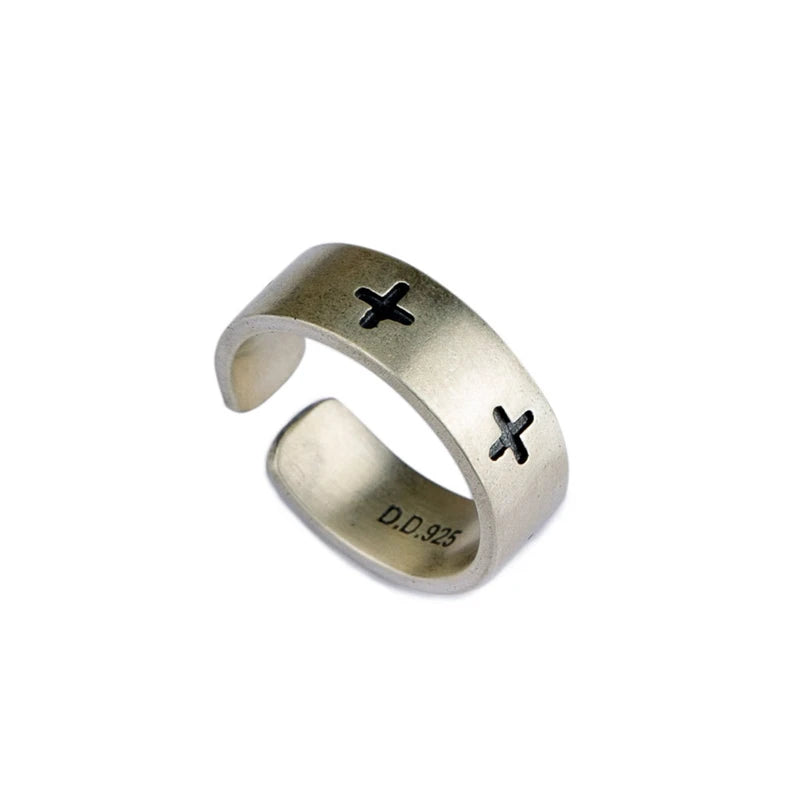 MKENDN Vintage 100% 925 Sterling Silver Men Religions Cross Ring For Women and Male Gothic Street Hip Hop Punk Christian Jewelry