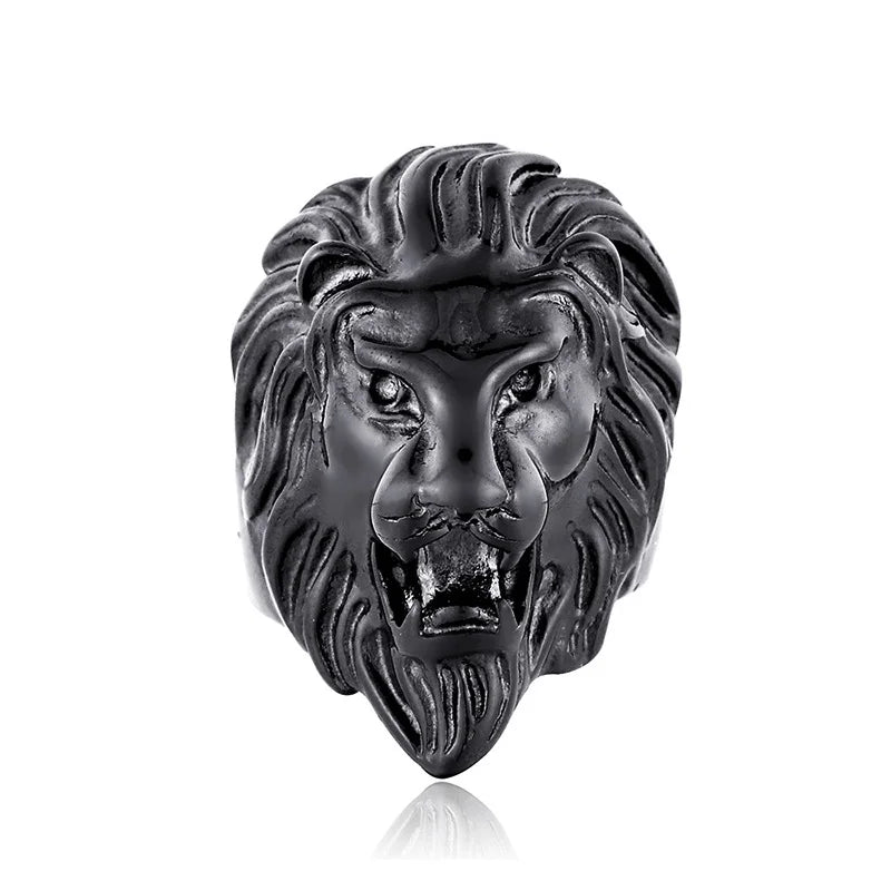 Personality Animal Dragon Elephant Lion Tiger Wolf Rings for Men Stainless Steel Cool Biker Ring Fashion Jewelry Accessories