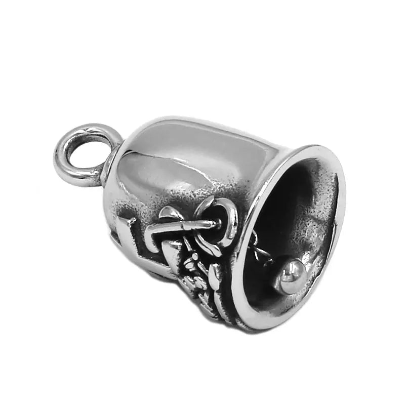 Motorbike Cross Bell Pendant Stainless Steel Jewelry Punk Motorcycle Biker Bell Pendant SWP0603A (Has steel ball, no bell ring)