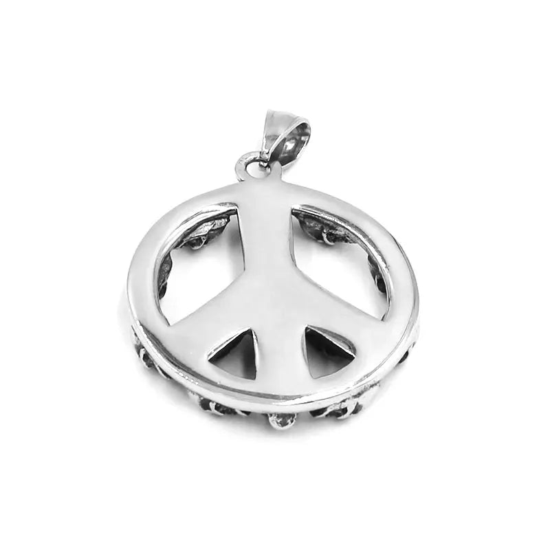 Fashion Peace Pendant Stainless Steel Jewelry World Peace Sign Skull Biker Men Pendant SWP0538A