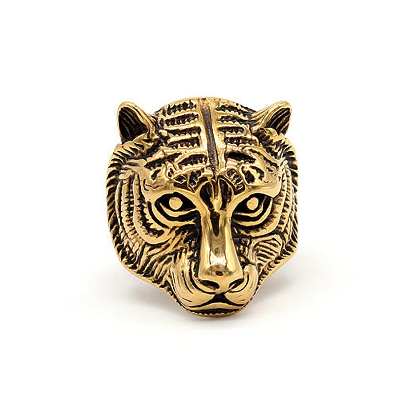 Personality Animal Dragon Elephant Lion Tiger Wolf Rings for Men Stainless Steel Cool Biker Ring Fashion Jewelry Accessories