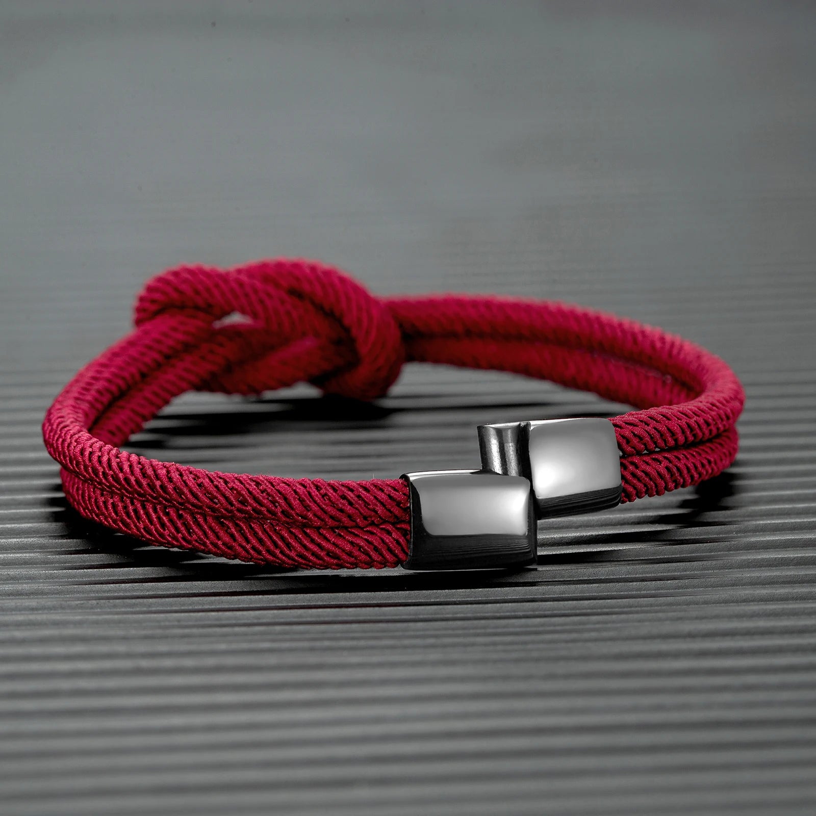 MKENDN Men Women Milan Bondage Rope Bracelet With Carrick Bend Knot And Black Stainless Steel Silder Magnet Clasp Jewelry