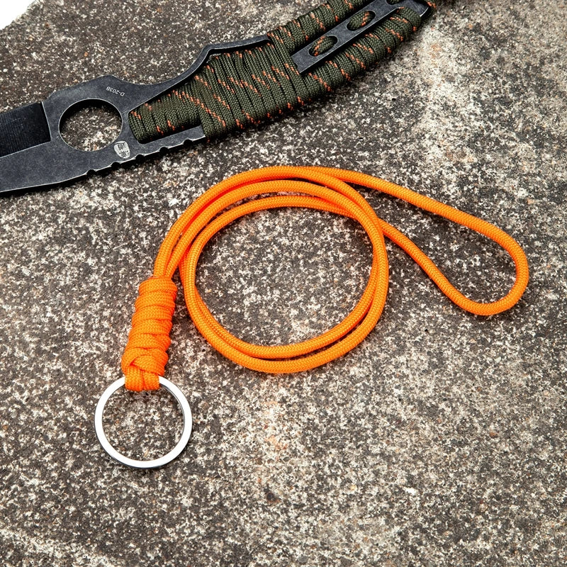 MKENDN Outdoor Rock Climbing Paracord Men Women ID Lanyard Cobra Snake Knot Split Ring ID Holder Neck Lanyard Badge Holder Gift