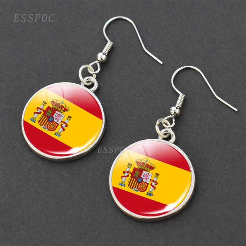 National Flag Pattern Dangle Earrings Israel Russia United States France Italy Germany Spain Flag Women Hook Earring Jewelry