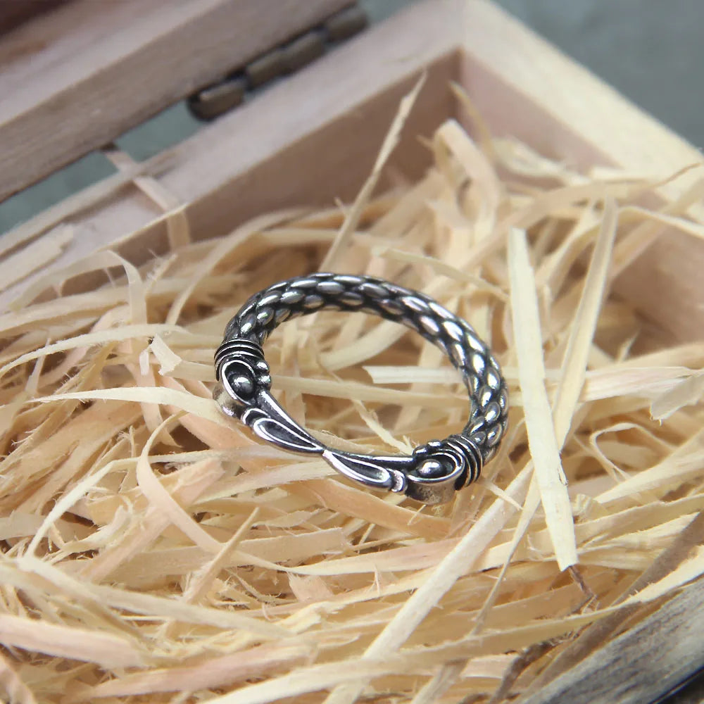 Vintage Viking Two Intertwined Ravens Stainless Steel Ring