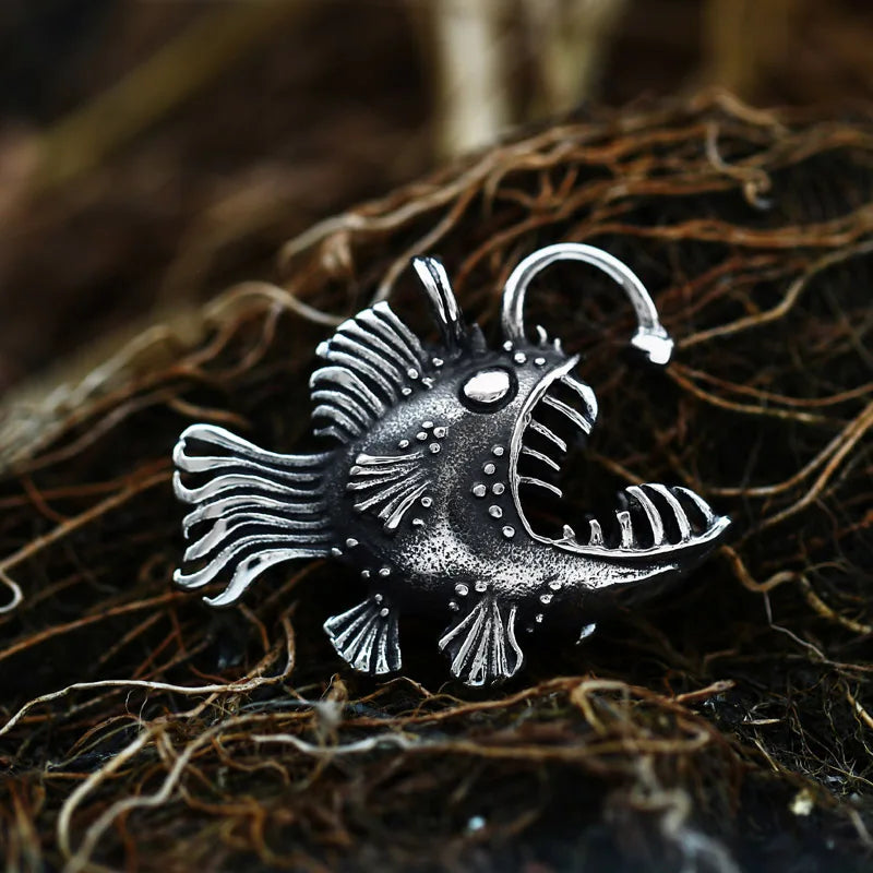 Stainless Steel Lantern Fish Pendant Chain Necklace