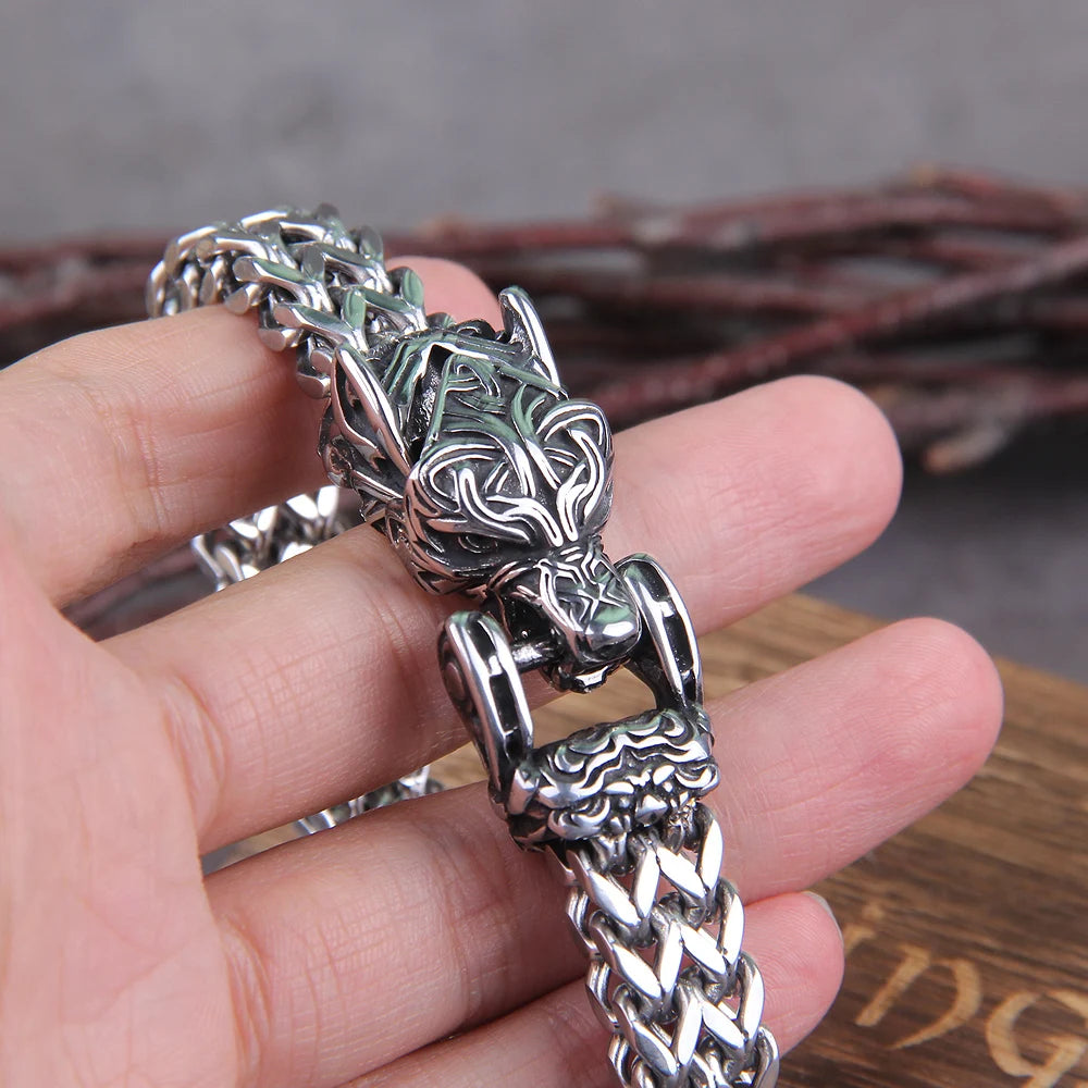 Viking Ouroboros Vintage Stainless Steel Bracelet for Men