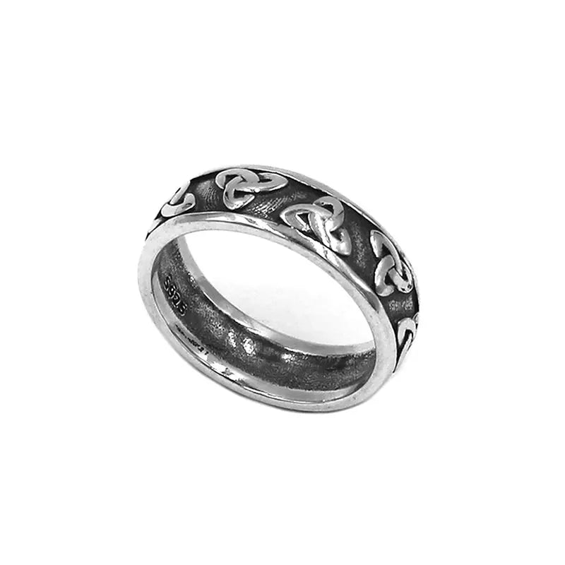 Fashion S925 Sterling Silver Celtic Knot Ring Claddagh Irish Style Viking Norse Biker Wedding Ring for Men Women Girls SWR0945A